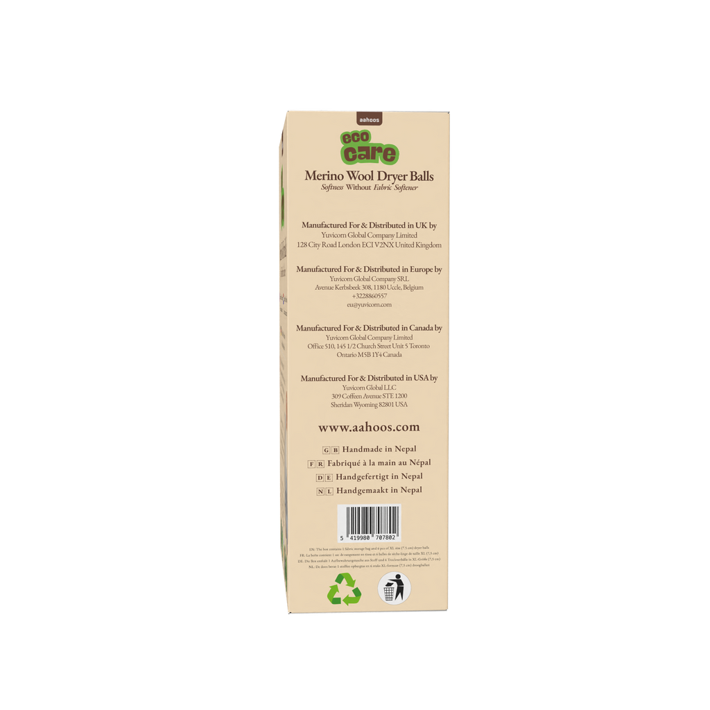 AAHOOS ECOCARE XL Merino Wool Dryer Balls - Back Packshot
